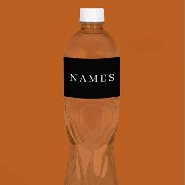Rótulo De Garrafa De Vinho Simples Preto Personalizado Adicione Seu Nome Eleg (Criador carregado)