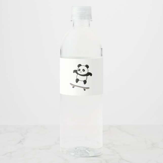 Rótulo De Garrafa De Vinho Skateboard de Panda Bebê (Frente)