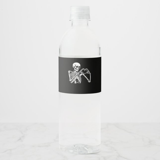 Rótulo De Garrafa De Vinho Skeleton Heart Hands Sinal Halloween Costume Trend (Frente)