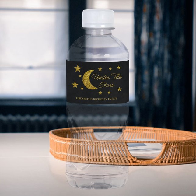 Rótulo De Garrafa De Vinho Sob o Aniversário das Estrelas (Criador carregado)