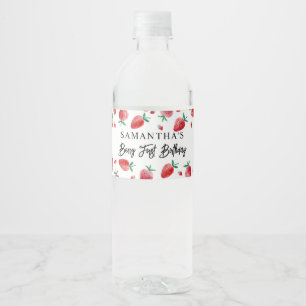 Rótulo De Garrafa De Vinho Strawberry Berry Primeiro Aniversário Rótulo da Ga
