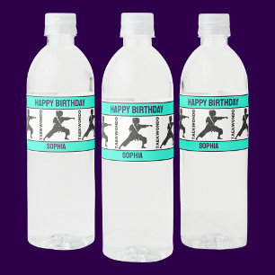 Rótulo De Garrafa De Vinho Taekwondo Birthday Gift, Jogador de Garota Taekwon
