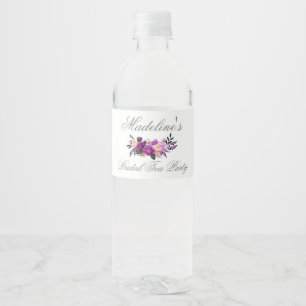 Rótulo De Garrafa De Vinho Tea party floral roxo ultravioleta do chá de