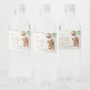 Rótulo De Garrafa De Vinho Teddy Bear, Balões Verdes, Primeiro Aniversário