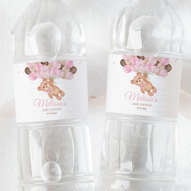 Rótulo De Garrafa De Vinho Teddy Bear Chá de fraldas mal podemos esperar (Teddy Bear Baby Shower Water Bottle Label, We Can Barely Wait Bottle Label, Baby Shower Bottle Wraps)