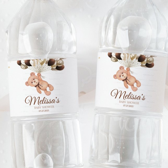 Rótulo De Garrafa De Vinho Teddy Bear Chá de fraldas mal podemos esperar (Teddy Bear Baby Shower Water Bottle Label, We Can Barely Wait Bottle Label, Baby Shower Bottle Wraps)