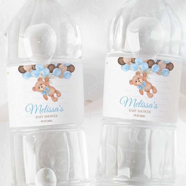 Rótulo De Garrafa De Vinho Teddy Bear Chá de fraldas mal podemos esperar (Teddy Bear Baby Shower Water Bottle Label, We Can Barely Wait Bottle Label, Baby Shower Bottle Wraps)