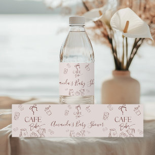 Rótulo De Garrafa De Vinho Tema de Café Bege Café Bebe Bebê a Caminho Chás de