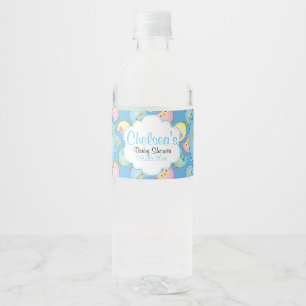 Rótulo De Garrafa De Vinho Tema do Chá do Garoto Pastel Azul