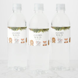 Rótulo De Garrafa De Vinho Tema safári de primeiro aniversário selvagem
