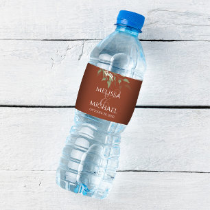 Rótulo De Garrafa De Vinho Terracotta Wedding Script Personalizado