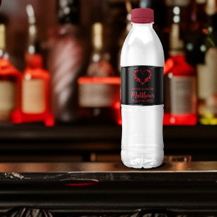 Rótulo De Garrafa De Vinho Til Death Nos Parte Gótica Coração Floral Vermelho