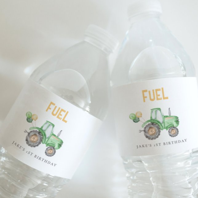 Rótulo De Garrafa De Vinho Trator verde (Criador carregado)