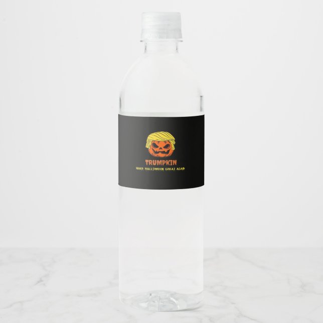 Rótulo De Garrafa De Vinho Trumpkin Faz Excelente De Halloween De Novo Curto  (Frente)