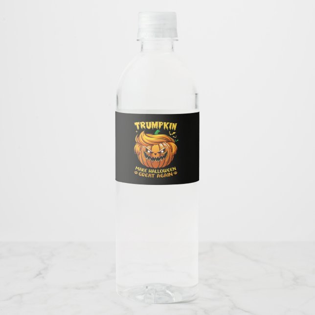 Rótulo De Garrafa De Vinho Trumpkin Halloween - Faça Excelente De Halloween N (Frente)