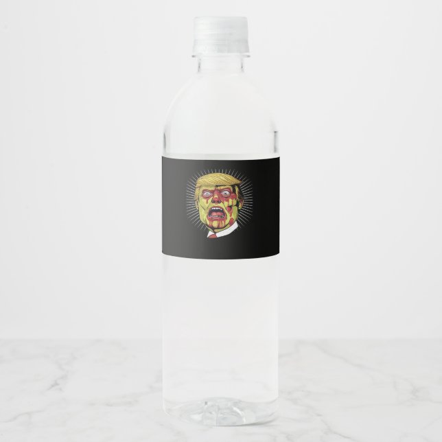 Rótulo De Garrafa De Vinho Trumpkin Retro Halloween (Frente)