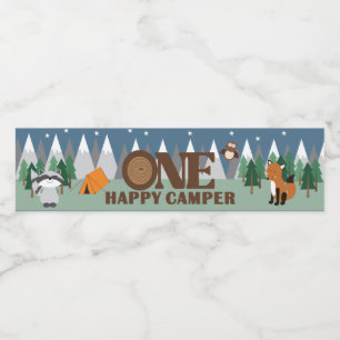 Rótulo De Garrafa De Vinho Um Feliz Acampador Aniversário de 1 ano Floresta