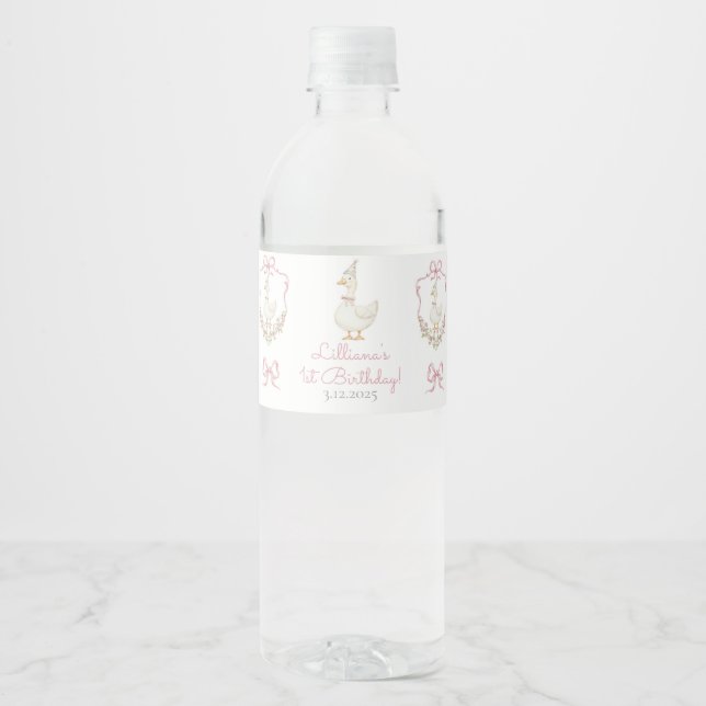 Rótulo De Garrafa De Vinho Um Ganso Bobo Rosa Aniversário (Frente)