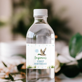 Rótulo De Garrafa De Vinho Uma Garrafa de Água de Aniversário de Pato Sortudo