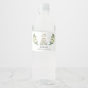 Rótulo De Garrafa De Vinho Unidade por Floral Branco Chá de panela
