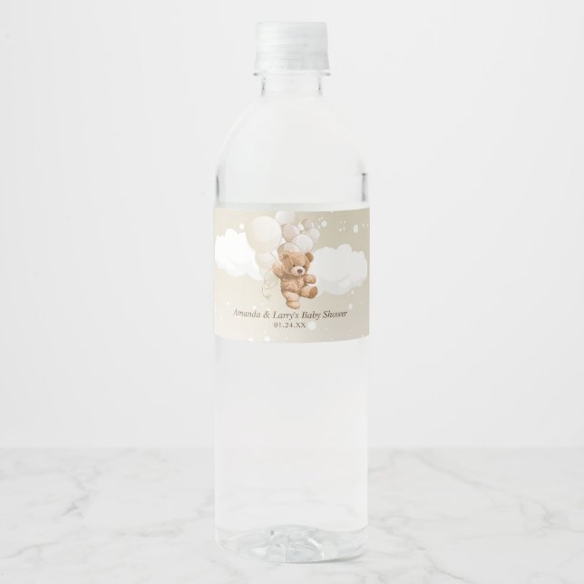 Rótulo De Garrafa De Vinho Urso de Pelúcia com Balões (Frente)