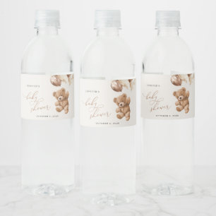 Rótulo De Garrafa De Vinho Urso De Teddy, Urso De Bebê, Balões Marrons, Chá d