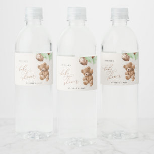 Rótulo De Garrafa De Vinho Urso De Teddy, Urso De Bebê, Balões Verdes, Chá de