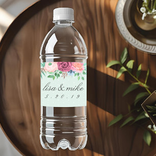 Rótulo De Garrafa De Vinho Verde de Casamento Floral Russo