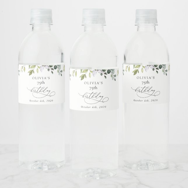 Rótulo De Garrafa De Vinho Verdura, Folhas de Eucalipto, Boho, Aniversário (Garrafas)