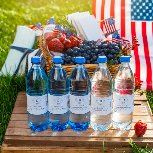 Rótulo De Garrafa De Vinho Vermelho Branco & Azul Reunião de 4 de Julho