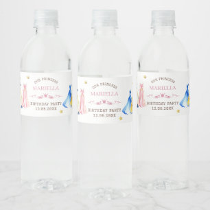 Rótulo De Garrafa De Vinho Vestidos de princesa aquarela para aniversário de