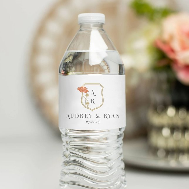 Rótulo De Garrafa De Vinho Vintage Art Nouveau (Vintage Art Nouveau Water Bottle Label with monogram)