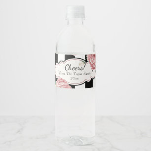 Rótulo De Garrafa De Vinho Vintage cor-de-rosa e listras