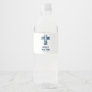 Rótulo De Garrafa De Vinho Vintage Jesus Cruz Azul Cristianismo Santa Água