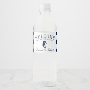 Rótulo De Garrafa De Vinho Vintage Seacavalo   Boas-vindas ao casamento náut