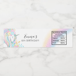 Rótulo De Garrafa De Vinho Watercolor Unicorn Magical Day Girl Wa