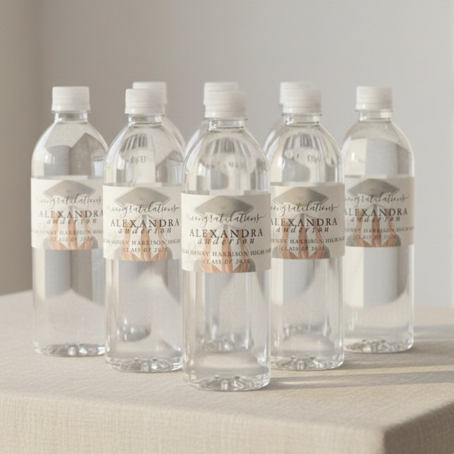 Rótulo De Garrafa De Vinho Whimsical Calligraphy Graduation Bow (Whimsical Calligraphy Graduation Bow Water Bottle Label
)