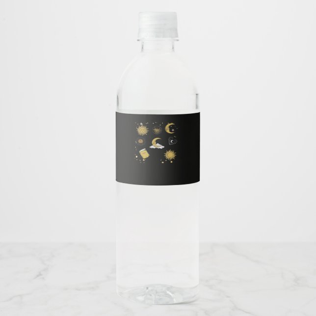 Rótulo De Garrafa De Vinho Whimsigoth Sun Moon Witchy Classic (Frente)
