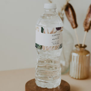 Rótulo De Garrafa De Vinho White Floral