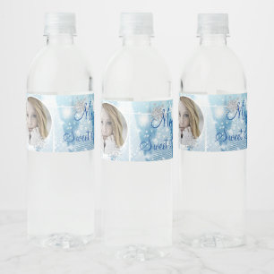 Rótulo De Garrafa De Vinho Winter Wonderland Diamond Snowflakes Lights