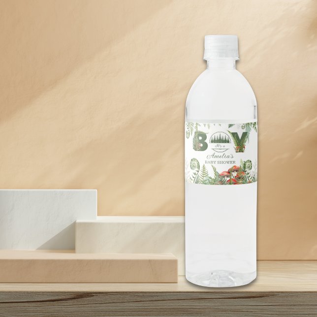 Rótulo De Garrafa De Vinho Woodland Mushroom & Fern Baby Shower (Criador carregado)