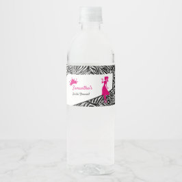 Rótulo De Garrafa De Vinho Zebra Simples com Chá de panela de Detalhes Rosa