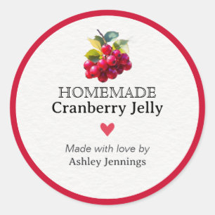 Rótulo de Geléia de Cranberry Caseira Adesivo Pers