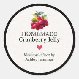 Rótulo de Geléia de Cranberry Caseira Adesivo Pers