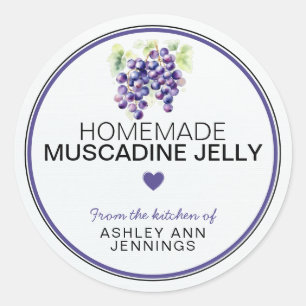 Rótulo de Geleia de Muscadine Caseira Adesivos de 