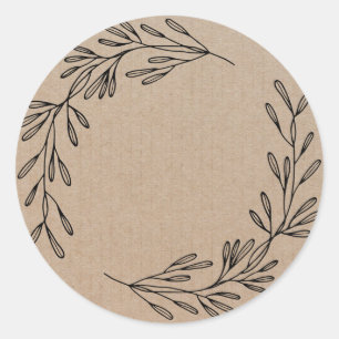 Rótulo de Grinalda Floral em Branco Adesivo Redond