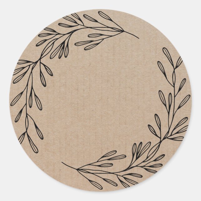 Rótulo de Grinalda Floral em Branco Adesivo Redond (Frente)