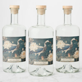Rótulo de Licor Botânico de Grou Azul Vintage Pers