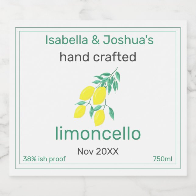 rótulo de limoncello caseiro feito com amor (Rótulo Único)