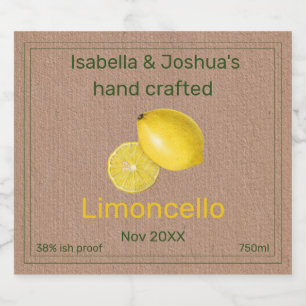 Rótulo de Limoncello em papel colorido Kraft
